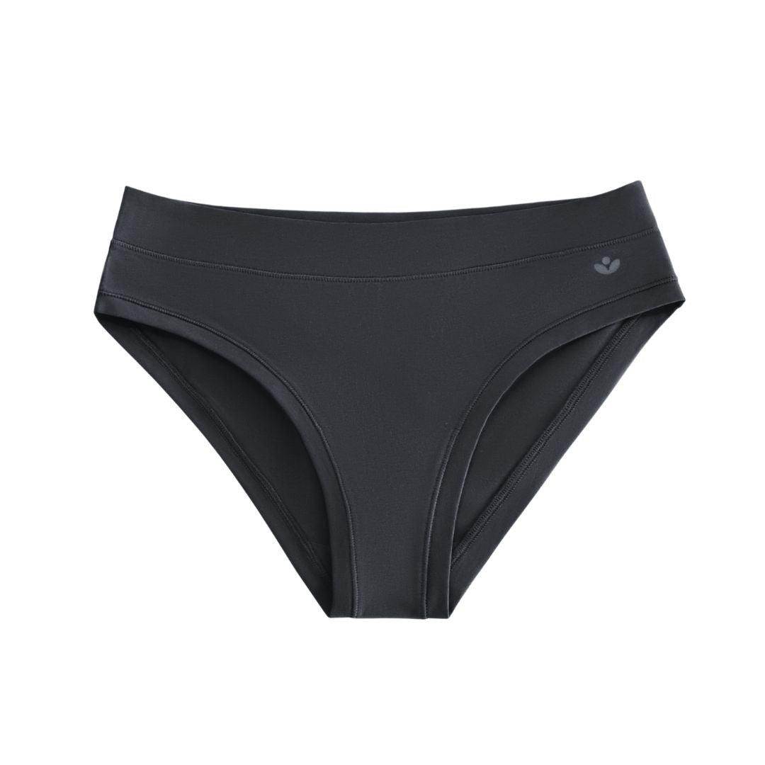 Black Organic cotton panty with flower logo on right side. 