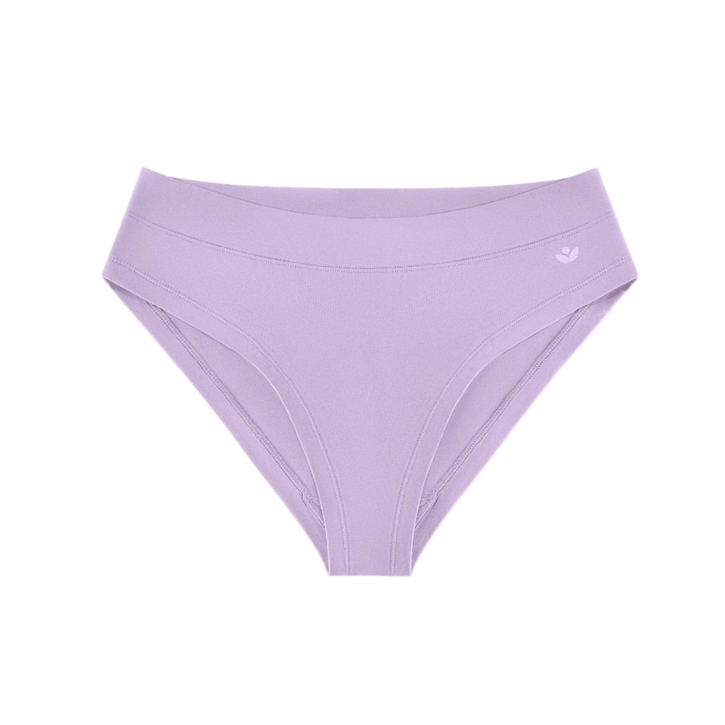 Low rise bikini in light purple with Puure  flower logo on the hip. 
